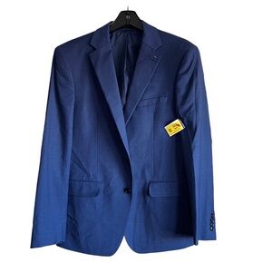 Calvin Klein Single Breasted Slim Fit 100% Wool Blue Blazer Size 42R NWT